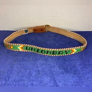 Vintage UnionBay Beaded Leather Belt - 70’s Style - 34” Long Size S/M 32” Waist